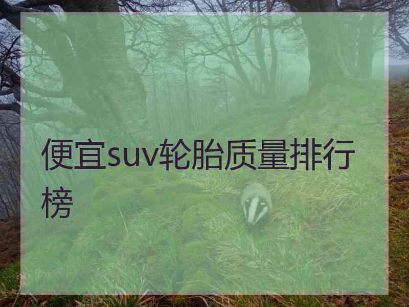 便宜suv轮胎质量排行榜